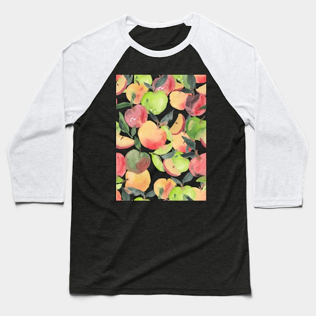 Apples Pattern Baseball T-Shirt by Gush Art Studio 1